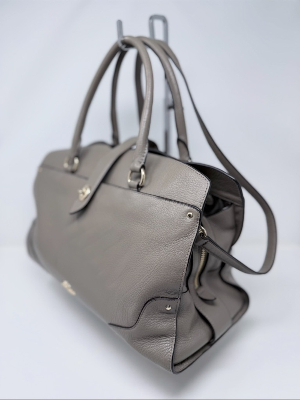 Coach Gray Pebbled Leather Satchel with Matching Wallet - Picture 5 of 6